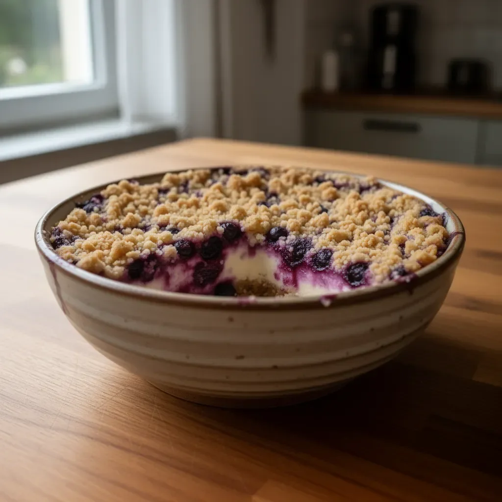 Frischer Blaubeer-Käsekuchen mit saftigen Blaubeeren und cremiger Käsekuchenfüllung