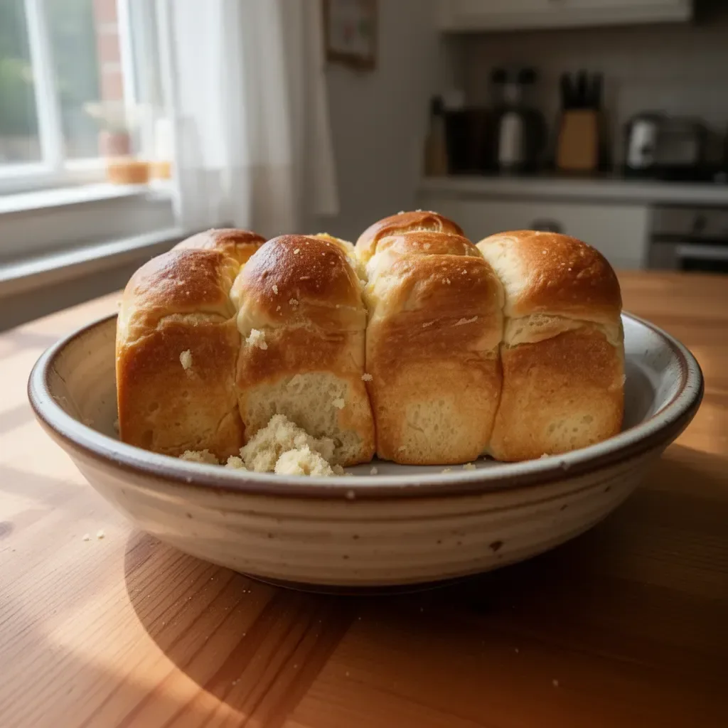 Frisch gebackene Brioche mit goldbrauner Kruste und fluffigem Inneren
