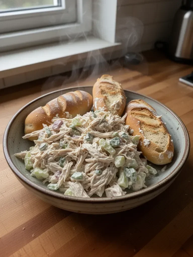 Brötchen mit cremigem Hähnchensalat