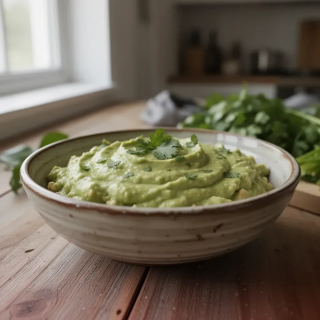 Cremiges Avocado-Cilantro-Dressing in einer Schüssel