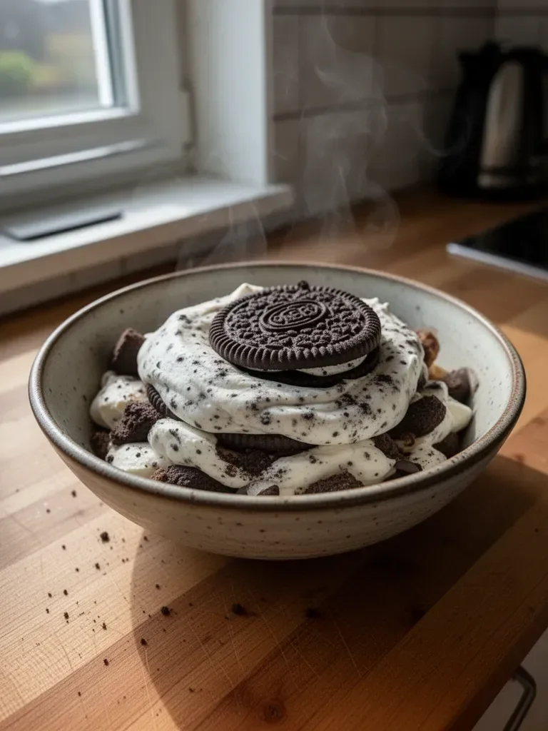 Dessertgläser mit Keksen und Creme