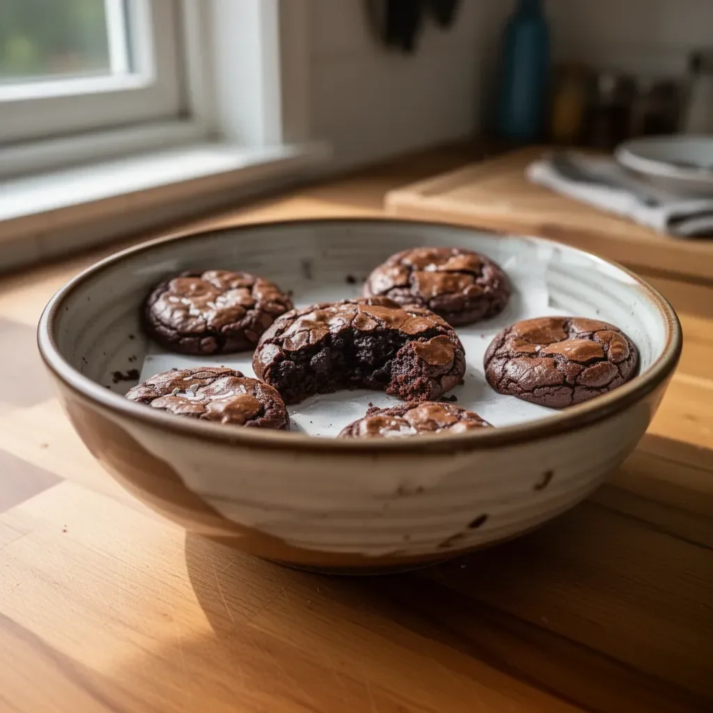 Gourmet Brownie-Kekse mit Schokoladenstückchen auf einem Teller