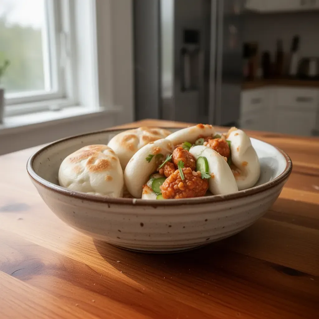 Hausgemachte Pan Bao Chino auf einem Teller serviert