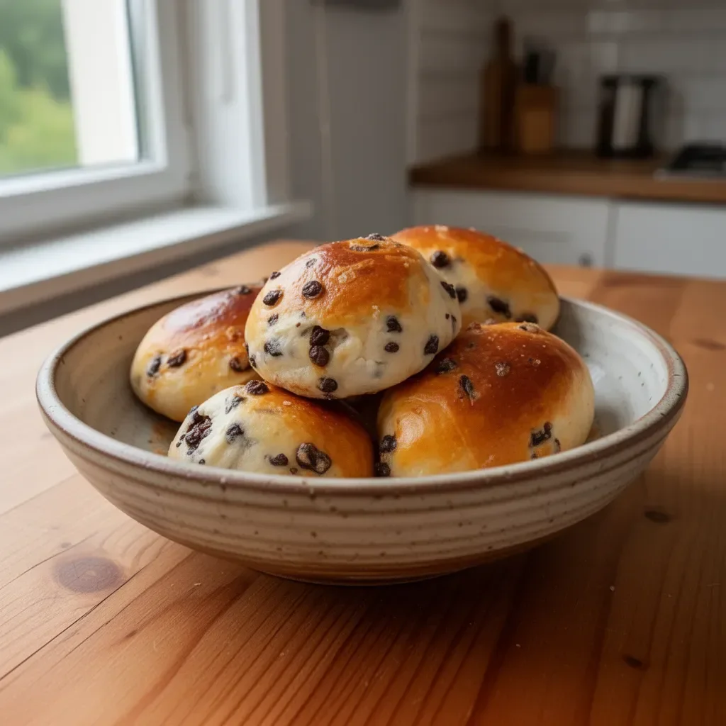 Hausgemachte Pangoccioli mit Schokoladenstückchen frisch gebacken