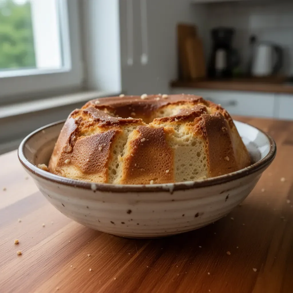 Hausgemachter Brotpudding aus frischem Brot und einfachen Zutaten