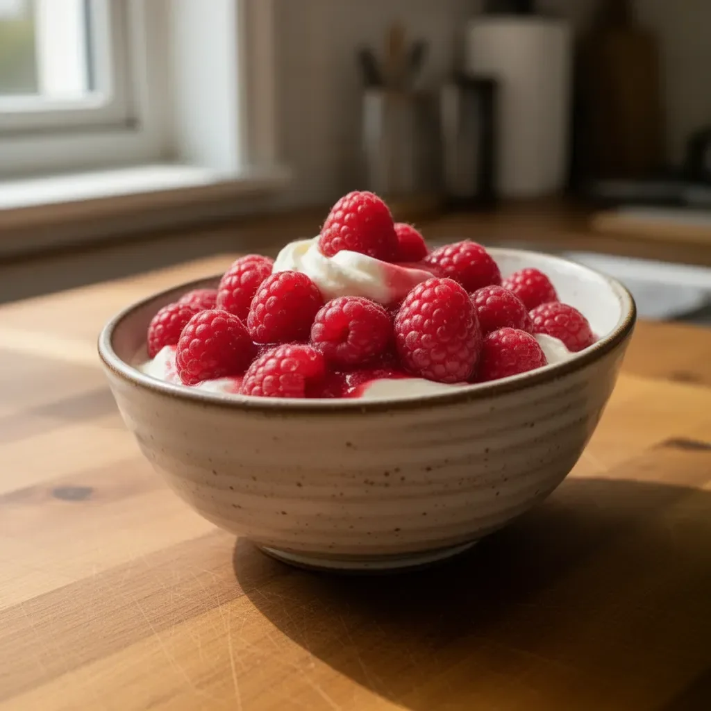 Himbeer-Verrines mit Vanillecreme in eleganten Gläsern serviert