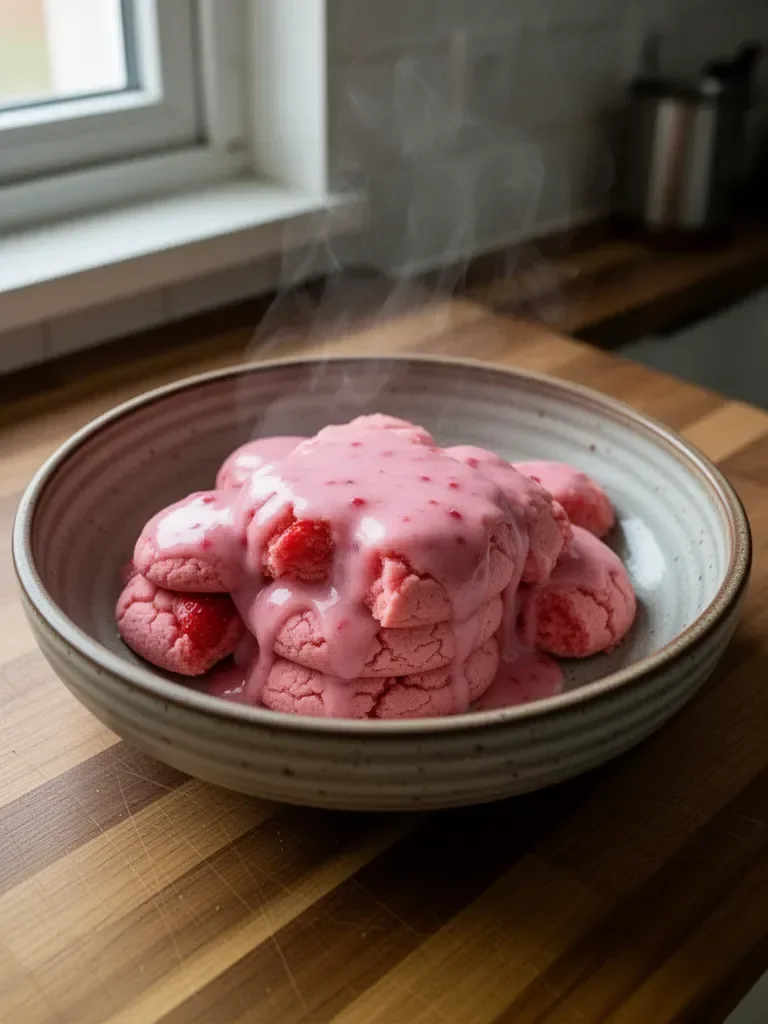 Kekse für Erdbeerkuchen mit Zitronen- und Erdbeerglasur