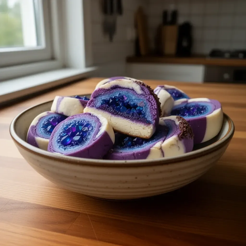 Magische Spiralplätzchen frisch aus dem Ofen auf einem dekorativen Teller