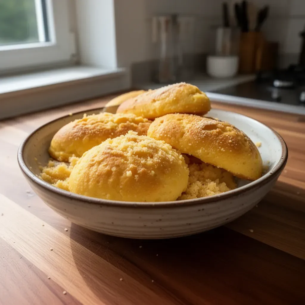 Glutenfreies Maisbrot für Zöliakiekranke, frisch gebacken.