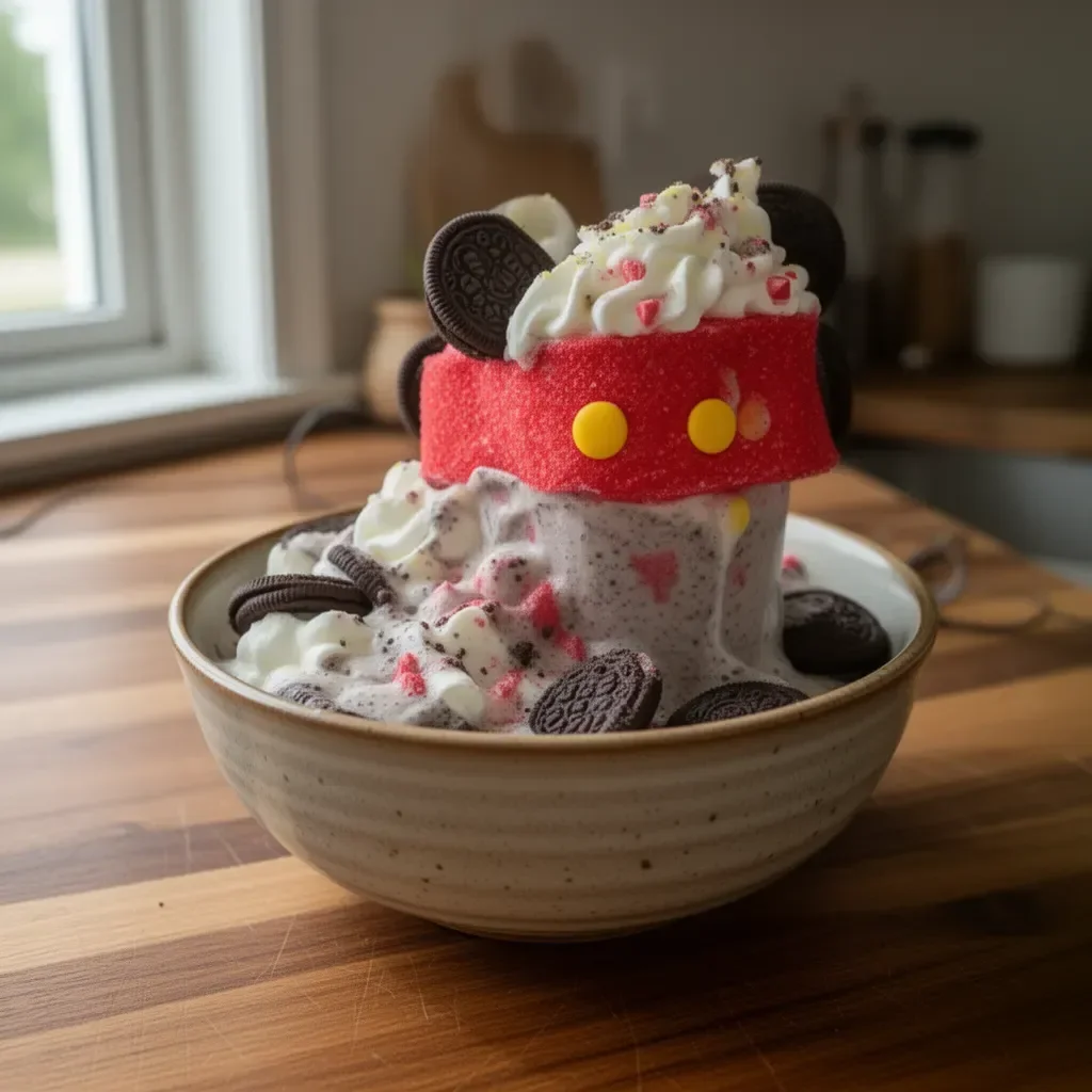 Mickey-Shakes mit Keksen und Sahne, leckerer Milchshake mit Toppings