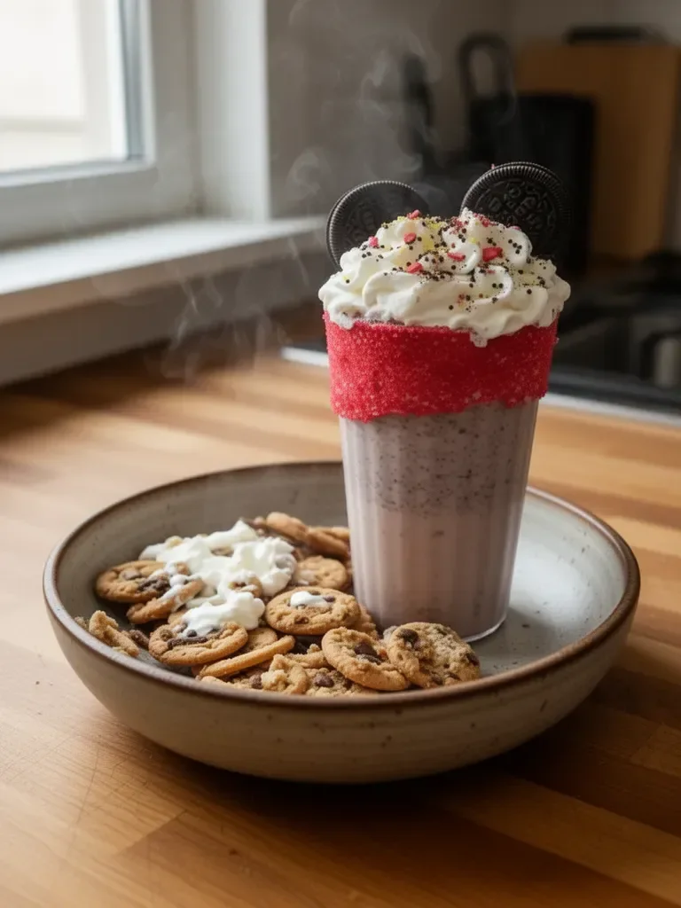 Mickey-Shakes mit Keksen und Sahne