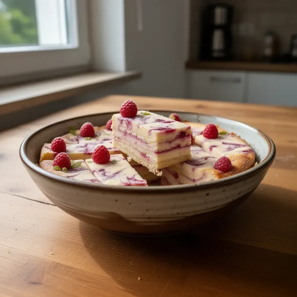Rohes Himbeer-Käsekuchen mit frischen Himbeeren und Käsefüllung
