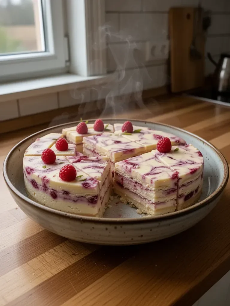 Rohes Himbeer-Käsekuchen