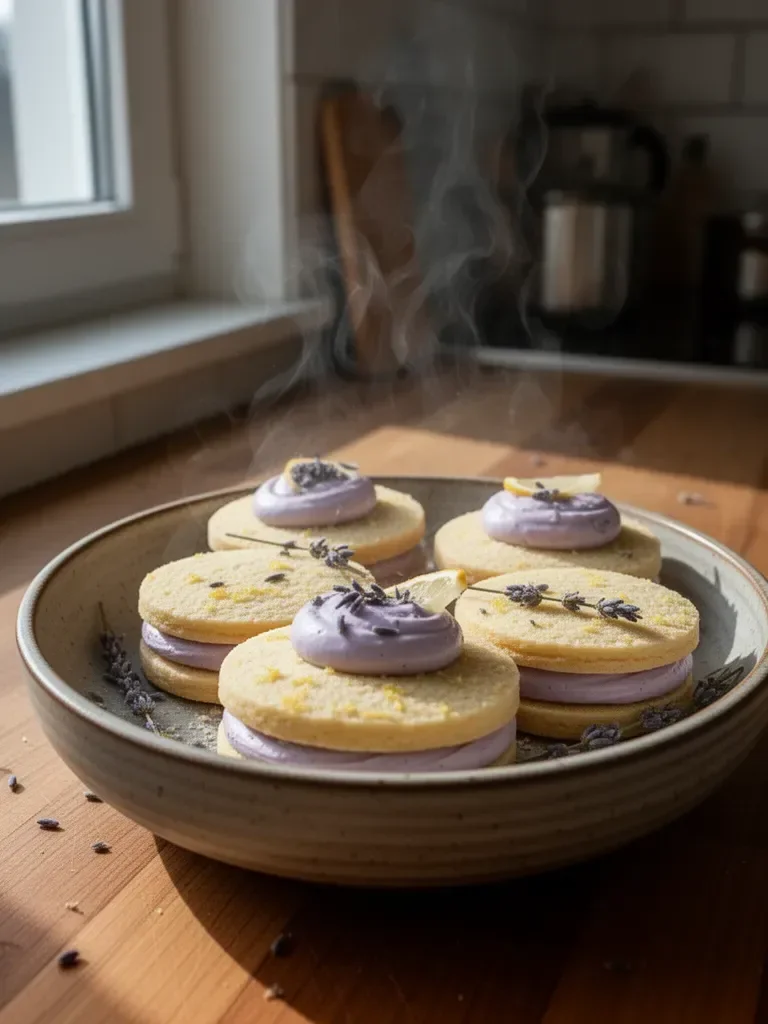 Sandwichkekse mit Zitrone und Lavendel