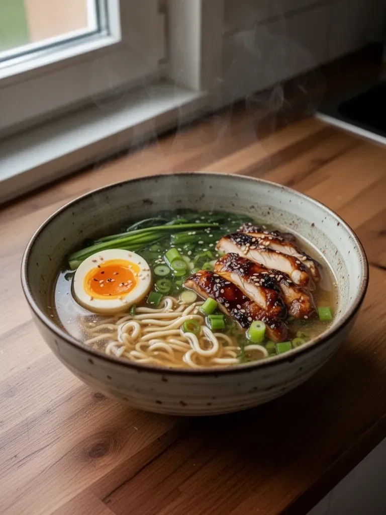 Teriyaki-Hühnchen-Ramen-Nudelsuppe