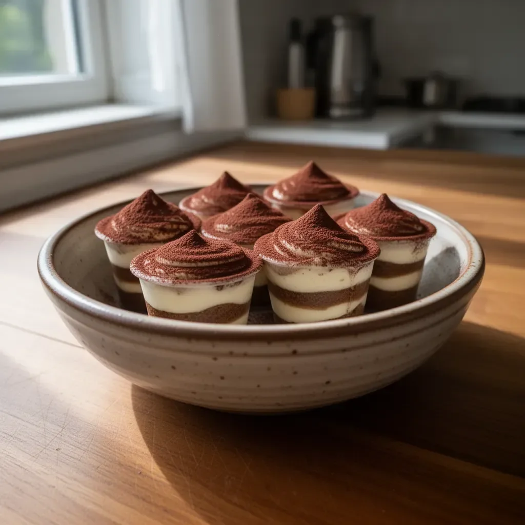 Leckere Tiramisu-Tassen in stilvollem Dessertgeschirr