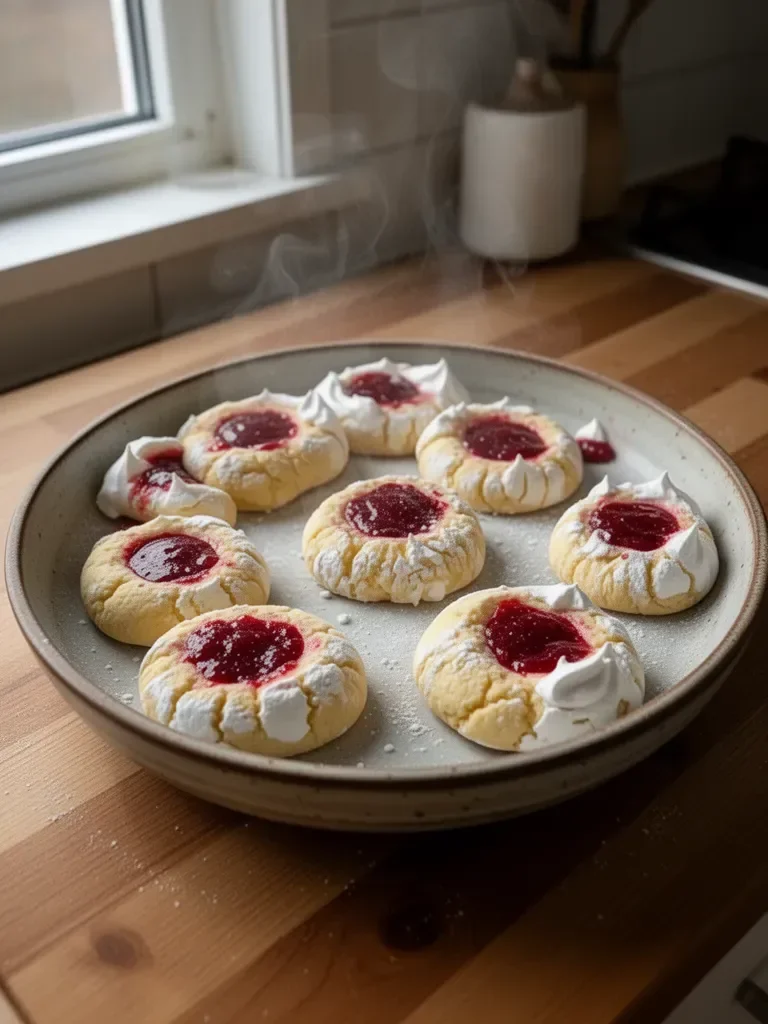 Zitronenkekse mit Himbeermeringue